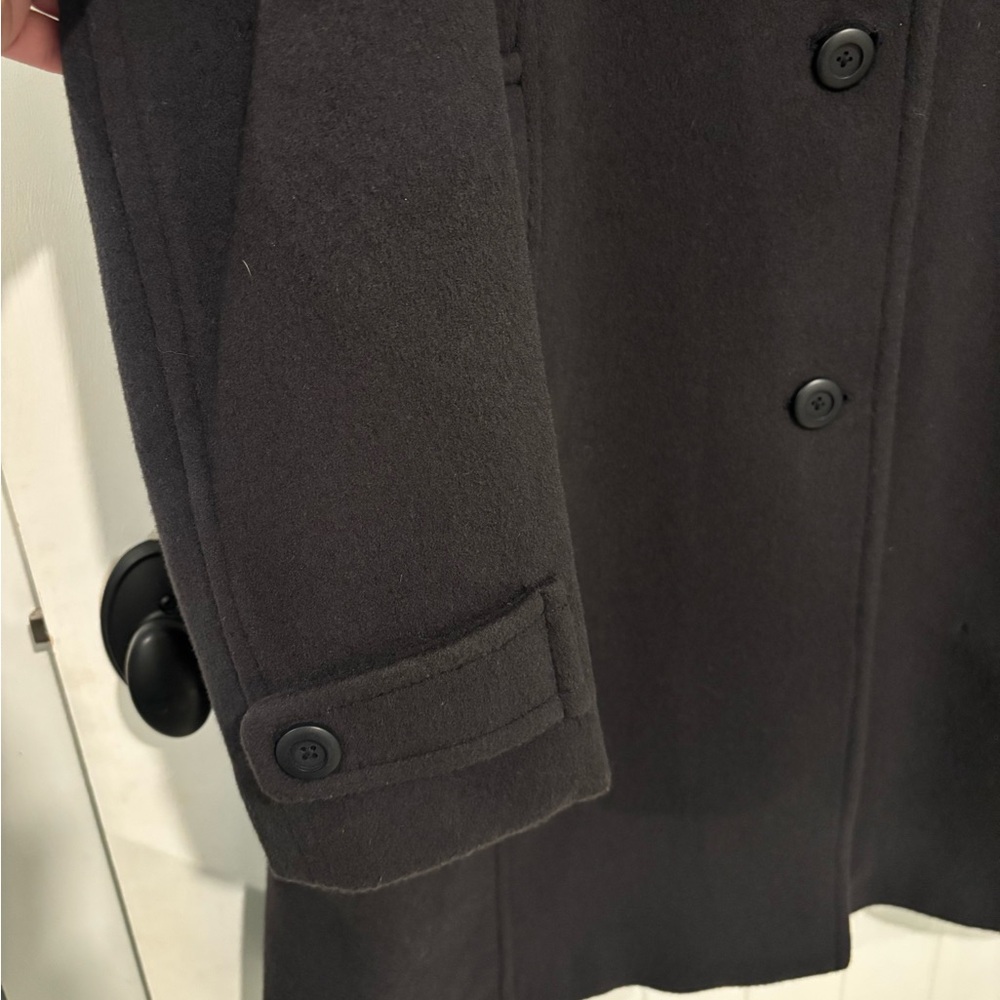 LL Bean x Bellandi  100% Wool Long Coat Size 18 Regular Navy - Picture 4 of 6